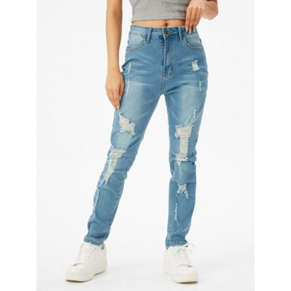 Shredded Distressed Skinny Jeans