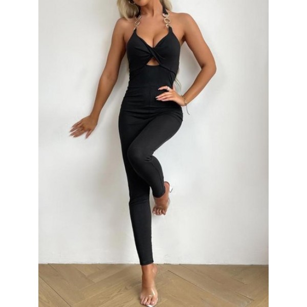 Underboob Ribbed Sleeveless Jumpsuit