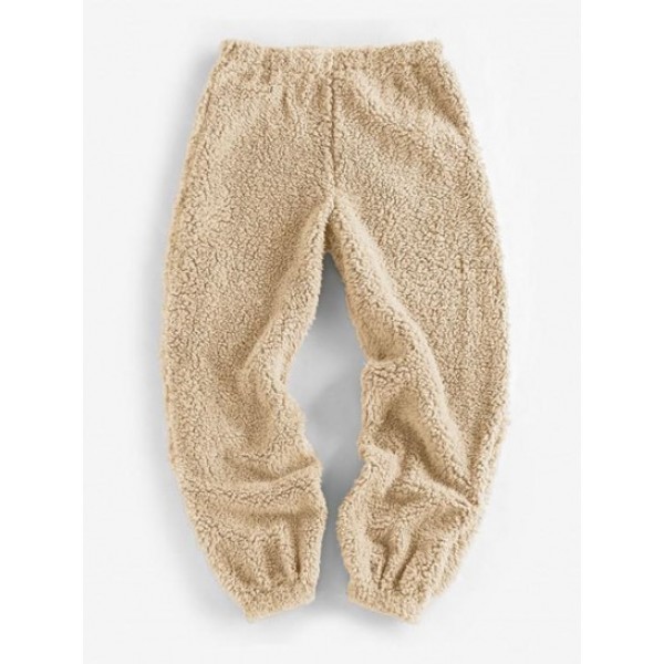 Faux Fur Elastic Cuffs Pull-on Pants